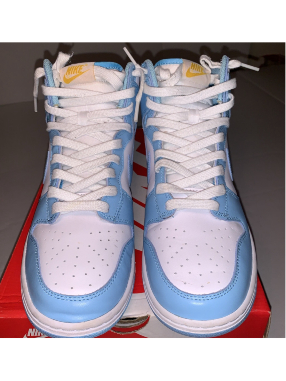 Nike Dunk Hi Retro Blue Chill/White Sneakers Mens Size 9.5 With Damaged Box - Picture 5 of 16